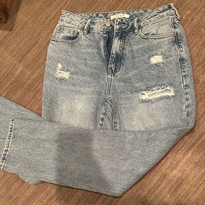 PacSun Women's Light Blue Distressed Straight Leg Jeans